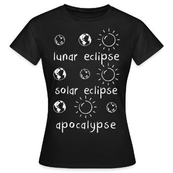 Lunar Solar Eclipse and Apocalypse Funny Science T - Frauen T-Shirt - Schwarz - Vorne - AI Model Female 172 dark (172cm)