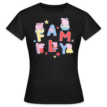 Peppa Wutz & Familie Schorsch Papa Wutz Mama Wutz - Frauen T-Shirt - Schwarz - Vorne - AI Model Female 172 dark (172cm)