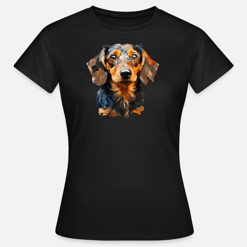 Teckel à poil dur dans la conception polygonale - T-shirt Femme - noir