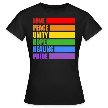 LGBTQ pride values - Women's T-Shirt - black - Front - AI Model Female 172 dark (172cm)