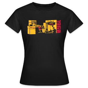 pong1960_2c - T-shirt Femme - noir - Devant - AI Model Female 172 dark (172cm)