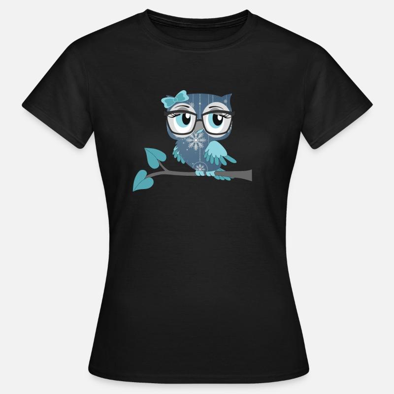 Eule_Schnee-Eule - Frauen T-Shirt - Schwarz