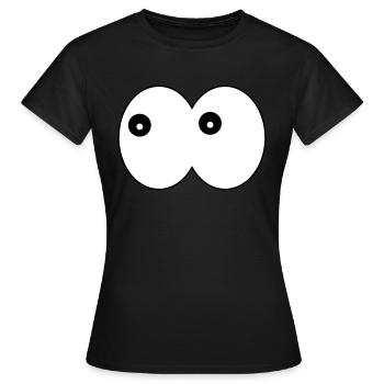 Lustige Augen- Comic Kulleraugen links schauend - Frauen T-Shirt - Schwarz - Vorne - AI Model Female 172 dark (172cm)