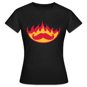 brûler feu flammes chaud torche mustache cordon - T-shirt Femme - noir - Devant - AI Model Female 172 dark (172cm)