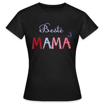 Beste Mama hoch 3, Mutti von 3 wunderbaren Kindern - Frauen T-Shirt - Schwarz - Vorne - AI Model Female 172 dark (172cm)