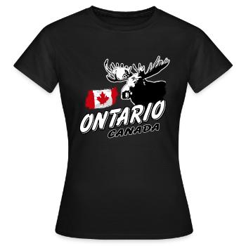 Ontario - Moose & Flag - Frauen T-Shirt - Schwarz - Vorne - AI Model Female 172 dark (172cm)