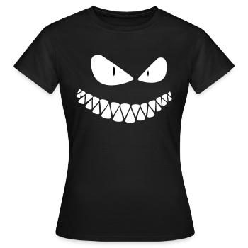 Gruseliges Grinsegesicht - Frauen T-Shirt - Schwarz - Vorne - AI Model Female 172 dark (172cm)