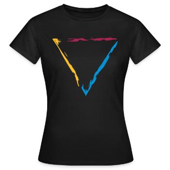 buntes dreieck rahmen umrandung dekorativ cool des - Frauen T-Shirt - Schwarz - Vorne - AI Model Female 172 dark (172cm)