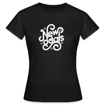 Design Nouveaux objectifs / Nouveaux objectifs / Typo - T-shirt Femme - noir - Devant - AI Model Female 172 dark (172cm)