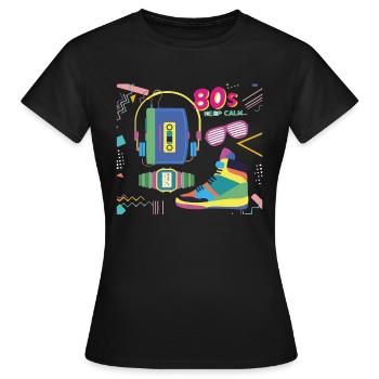 80s Keep Calm Eighties eighties - Women's T-Shirt - black - Front - AI Model Female 172 dark (172cm)