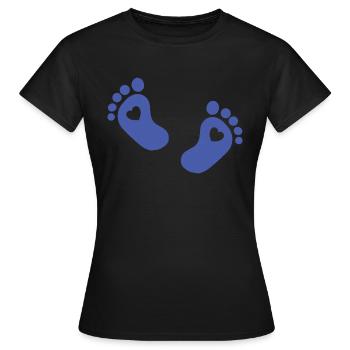 Pieds de bébé Pied de bébé bleu - T-shirt Femme - noir - Devant - AI Model Female 172 dark (172cm)