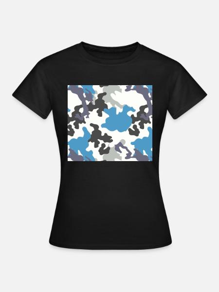 Camouflage Blau Muster - Frauen T-Shirt - Schwarz