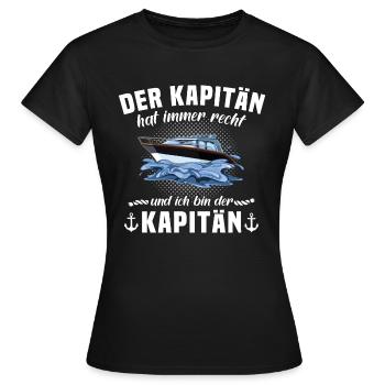 Kapitän Spruch hat recht Geschenk Motorboot - Frauen T-Shirt - Schwarz - Vorne - AI Model Female 172 dark (172cm)