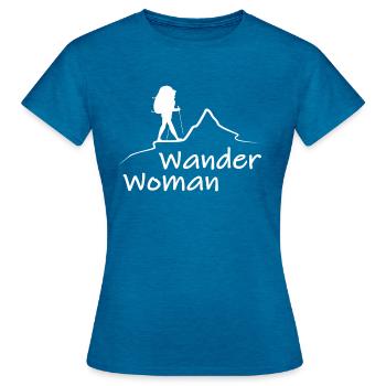 Wander Woman - Frauen T-Shirt - Antikblaues Saphir meliert - Vorne - AI Model Female 172 dark (172cm)