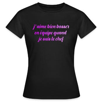 HUMOUR : LE CHEF , cadeau humour - T-shirt Femme - noir - Devant - AI Model Female 172 dark (172cm)
