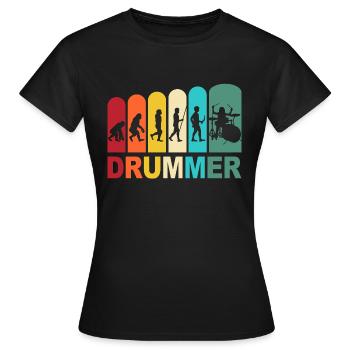 Drummer Evolution Drummer Drums Batterie - T-shirt Femme - noir - Devant - AI Model Female 172 dark (172cm)