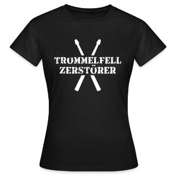 Drummer Schlagzeuger Drumsticks Trommelfell Drums - Frauen T-Shirt - Schwarz - Vorne - AI Model Female 172 dark (172cm)