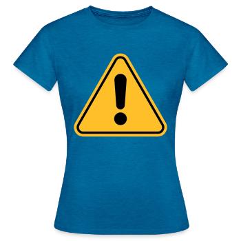 Warning sign / Exclamation point - Women's T-Shirt - antique blue sapphire heather - Front - AI Model Female 172 dark (172cm)