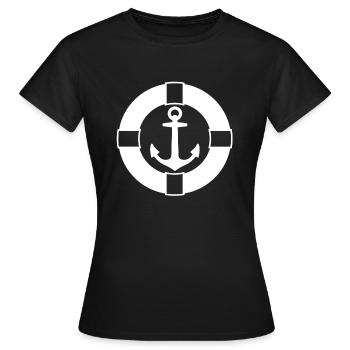 Ancre dans la bouée de sauvetage blanc - T-shirt Femme - noir - Devant - AI Model Female 172 dark (172cm)