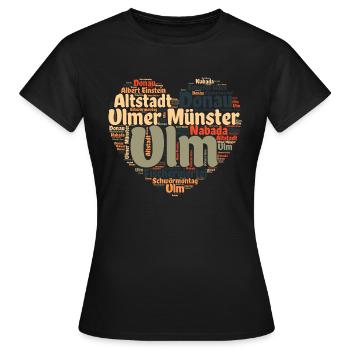 Ulm Donau Herz - Frauen T-Shirt - Schwarz - Vorne - AI Model Female 172 dark (172cm)
