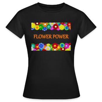 Flower Power - T-shirt Femme - noir - Devant - AI Model Female 172 dark (172cm)