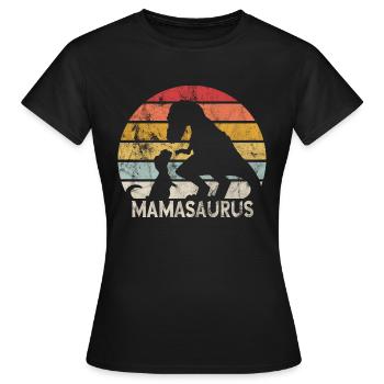 Retro Mamasaurus Mama Muttertagsgeschenk - Frauen T-Shirt - Schwarz - Vorne - AI Model Female 172 dark (172cm)