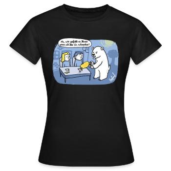 Cartoon Eis schmelzen - Eisbär gegen Klimawandel - Frauen T-Shirt - Schwarz - Vorne - AI Model Female 172 dark (172cm)