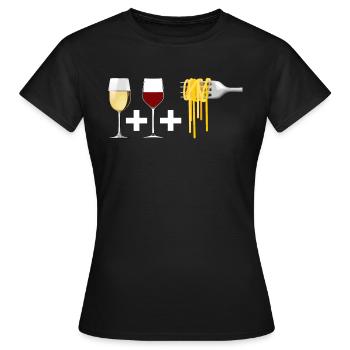 Vin rouge et Vin blanc et Pâtes - T-shirt Femme - noir - Devant - AI Model Female 172 dark (172cm)