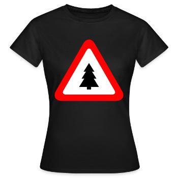 Panneau de signalisation: Attention Tannenbaum / Knut - T-shirt Femme - noir - Devant - AI Model Female 172 dark (172cm)