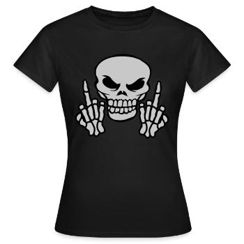 Middle fingers show evil skull - Women's T-Shirt - black - Front - AI Model Female 172 dark (172cm)