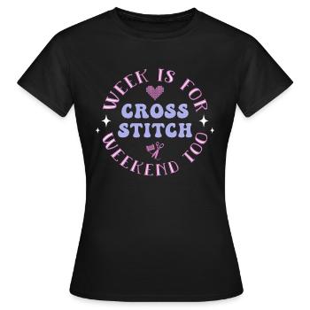 Cross Stitch Cross Stitch Embroidery - Women's T-Shirt - black - Front - AI Model Female 172 dark (172cm)