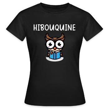 Hibouquine Hibou IL BOUQUINE - T-shirt Femme - noir - Devant - AI Model Female 172 dark (172cm)