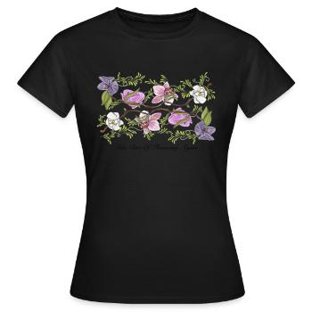 Imprimé Orchidées - T-shirt Femme - noir - Devant - AI Model Female 172 dark (172cm)