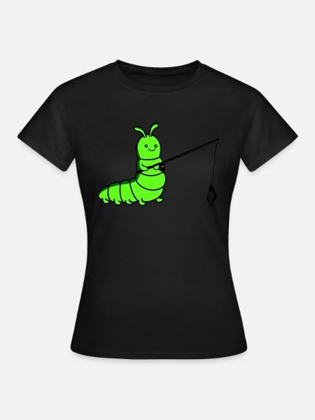 raupe angelt - Frauen T-Shirt - Schwarz