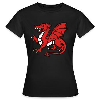 Walisischer Roter Drache - Frauen T-Shirt - Schwarz - Vorne - AI Model Female 172 dark (172cm)