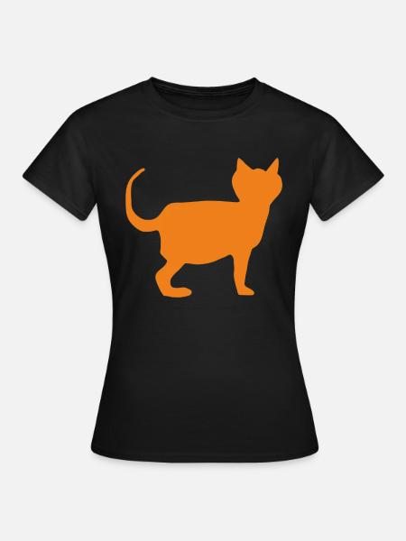 katze orange - Frauen T-Shirt - Schwarz
