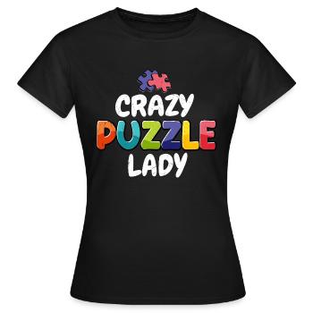 Crazy Puzzle Lady Piece Jigsaw Puzzle - T-shirt Femme - noir - Devant - AI Model Female 172 dark (172cm)