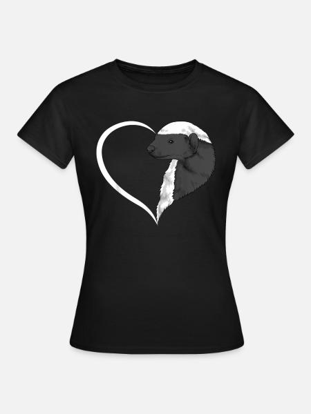 Sydän söpö hunaja mäyrä - Dame-T-shirt - sort