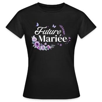 Lila geblümte Braut in spe - Frauen T-Shirt - Schwarz - Vorne - AI Model Female 172 dark (172cm)
