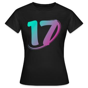 Nummer 17 mehrfarbig - Frauen T-Shirt - Schwarz - Vorne - AI Model Female 172 dark (172cm)