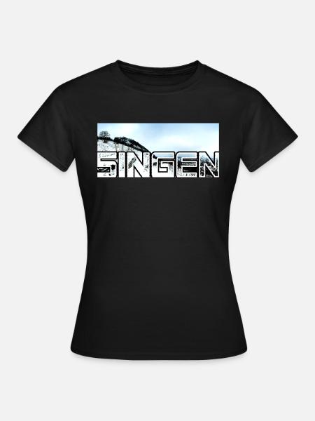 Singen Schnee überlappend modern Januar - Frauen T-Shirt - Schwarz