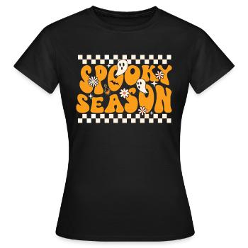 Gruselige Jahreszeit - Geist Halloween Ghul - Frauen T-Shirt - Schwarz - Vorne - AI Model Female 172 dark (172cm)