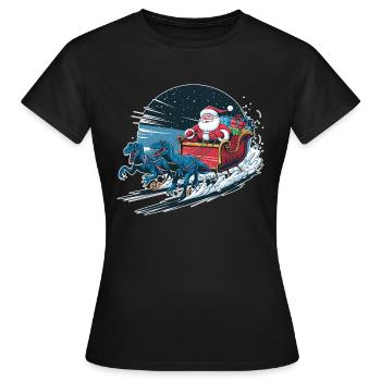 Santa Claus riding a sleigh - Women's T-Shirt - black - Front - AI Model Female 172 dark (172cm)