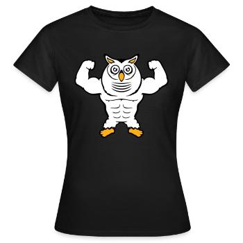 hibou bodybuilder muscles biceps poses gym rat cool - T-shirt Femme - noir - Devant - AI Model Female 172 dark (172cm)