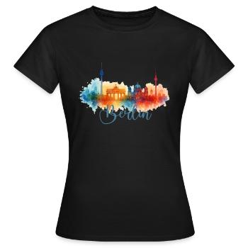 Berlin City Watercolor City - T-shirt Femme - noir - Devant - AI Model Female 172 dark (172cm)