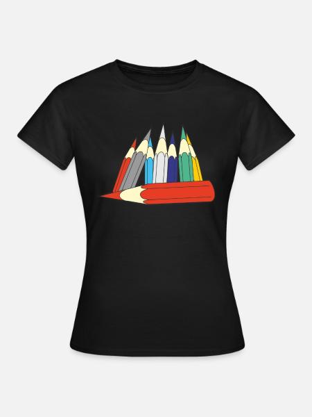 Buntstifte - Frauen T-Shirt - Schwarz