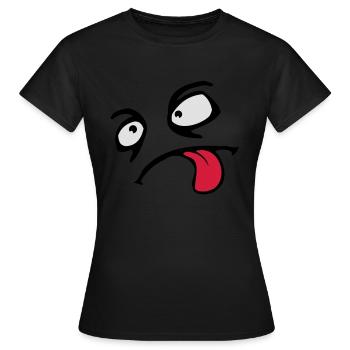 Komisches Comic Gesicht Cool Zunge Rausstrecken - Frauen T-Shirt - Schwarz - Vorne - AI Model Female 172 dark (172cm)