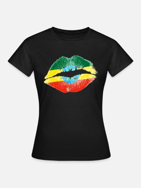Kuss (Äthiopien / Ethiopia) - Frauen T-Shirt - Schwarz