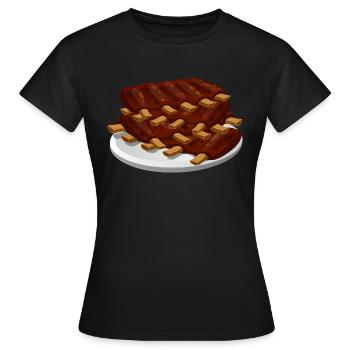 côtes levées nourriture viande de porc - T-shirt Femme - noir - Devant - AI Model Female 172 dark (172cm)