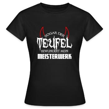Teufel besser.PNG - Frauen T-Shirt - Schwarz - Vorne - AI Model Female 172 dark (172cm)